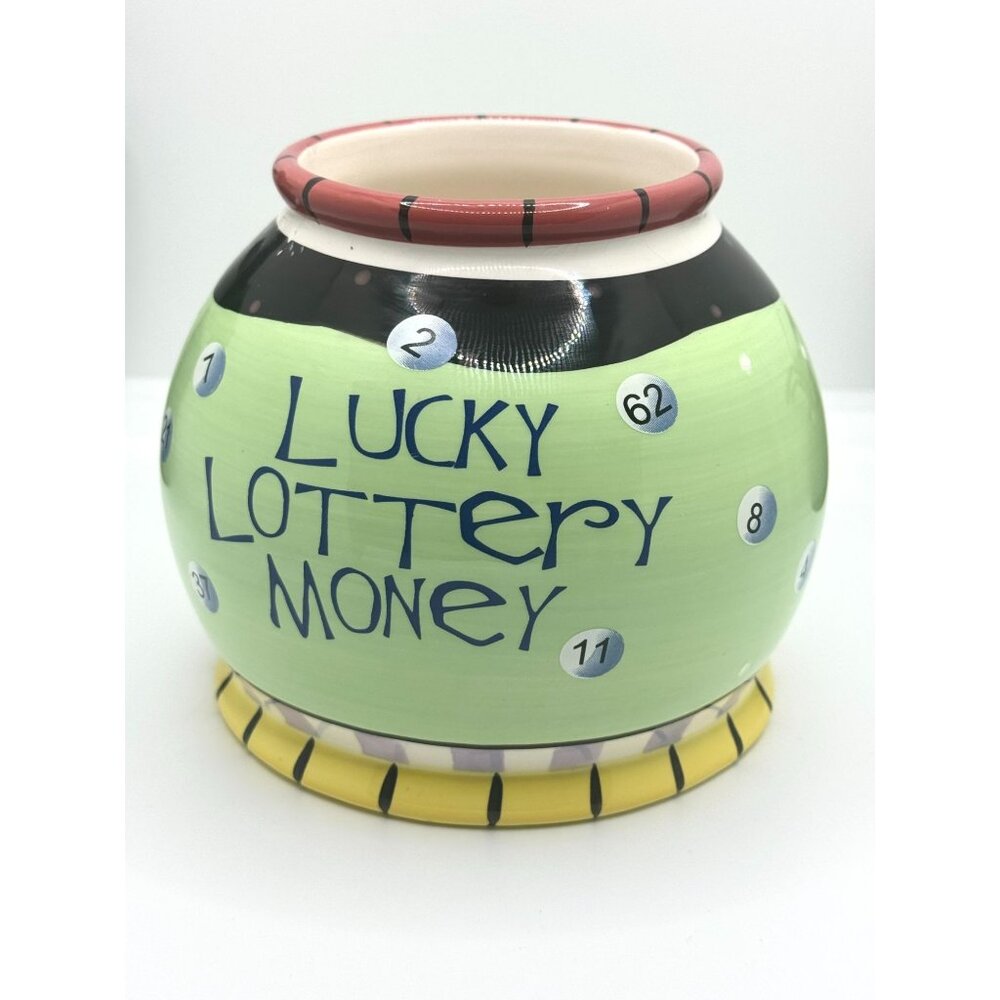 Bella Casa By Ganz Hand-Painted Lucky Lottery Money Ceramic Jar